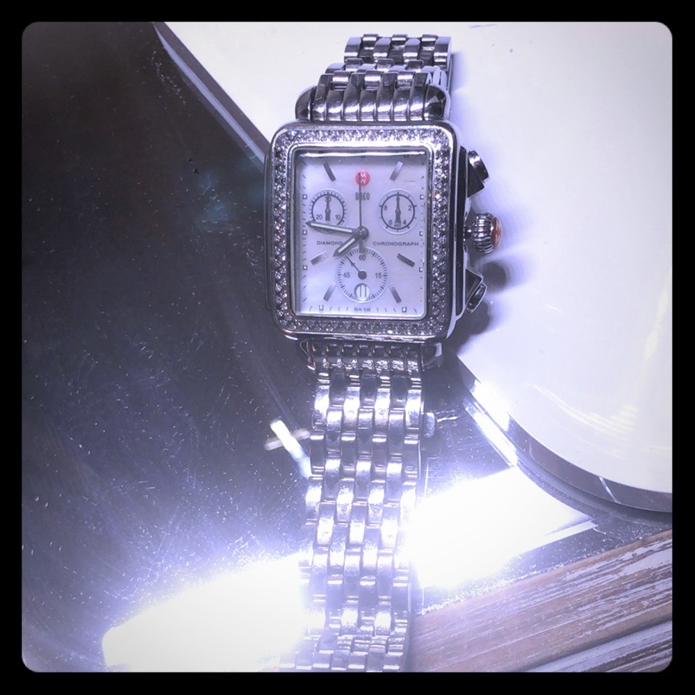 Michele Ladies Deco-16 Mother of Pearl Dial